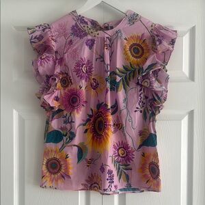 NWT Elie Tahari Pink Floral/Botanical Sleeveless Blouse - Size Large